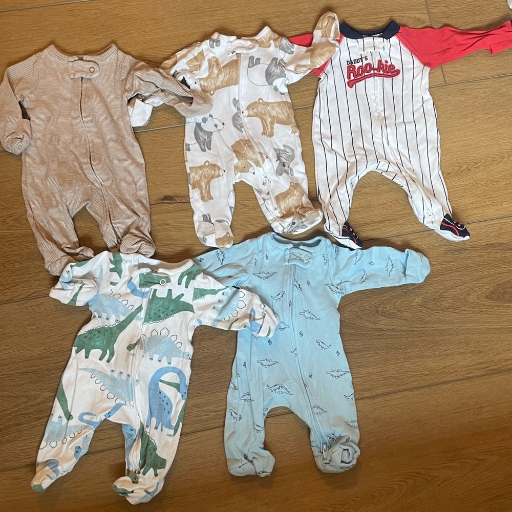 Preemie Boys Carter’s Zippered Footie Pajamas